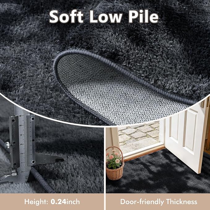 2x3 Tie-dye Dark Grey Area Rug Washable Non-Slip - Image 5