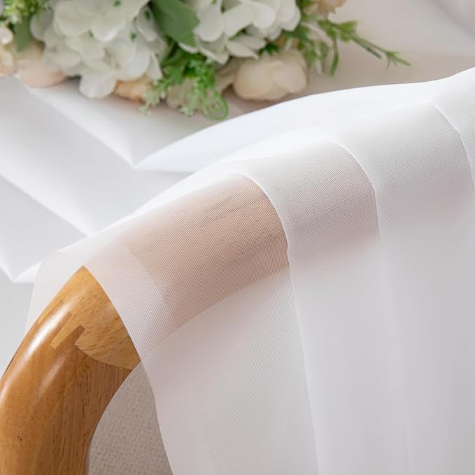 Aiyufneg White Sheer Window Valance Curtains, Light Filtering Kitchen Valances - Image 6