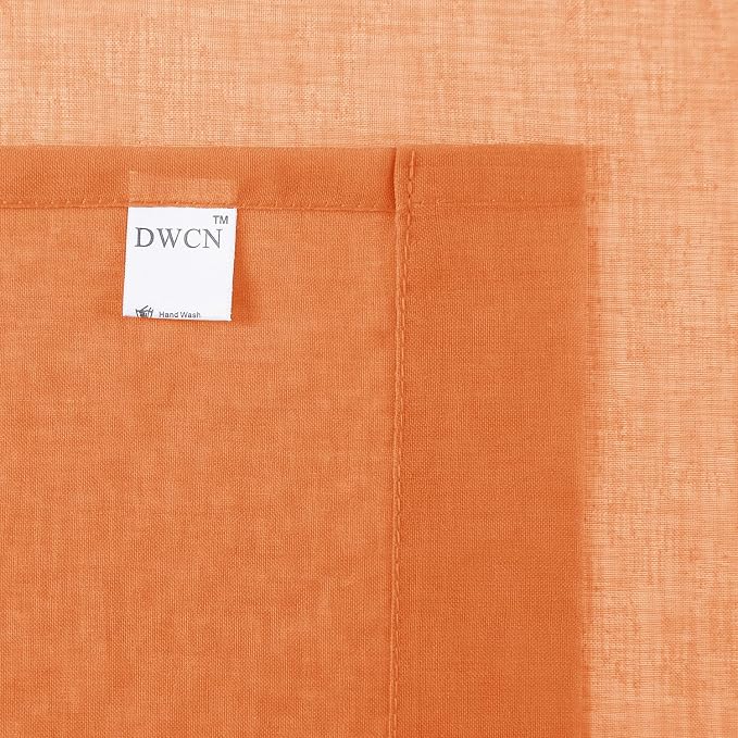 DWCN Orange Sheer Curtains 84 inches Long 2 Panels Set, Home Decoration Rod - Image 5