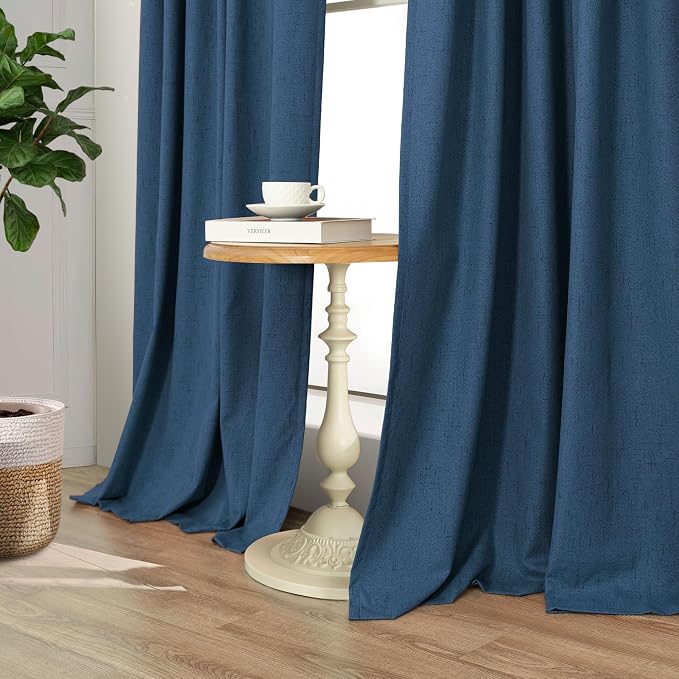 Navy Blue Short Blackout Curtains 54 Inch Length 2 Panels - Image 8
