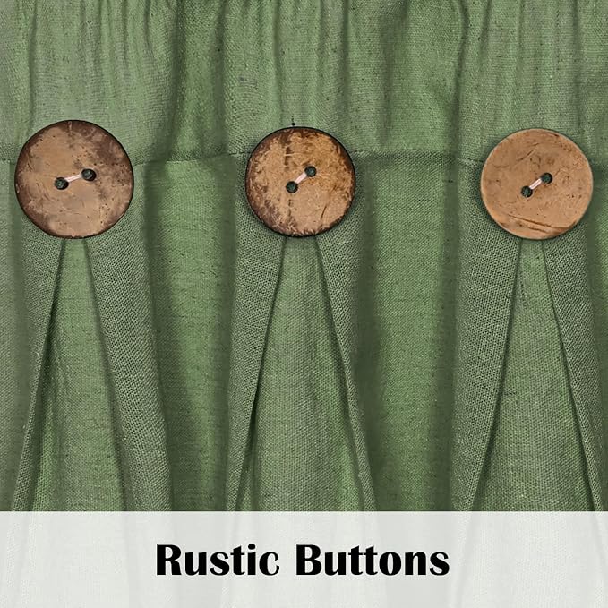 FRAMICS Farmhouse Valance Curtains, Boho Cotton Linen Kitchen Valance, Olive - Image 4