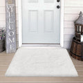 Small Area Rug for Bedroom 2x3ft Mini White Fluffy Rug Mat Bedside Throw Rug by JiaoBaba