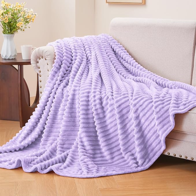 BEDELITE Fleece Throw Blanket for Couch – 3D Ribbed Jacquard Soft and Warm - Image 2