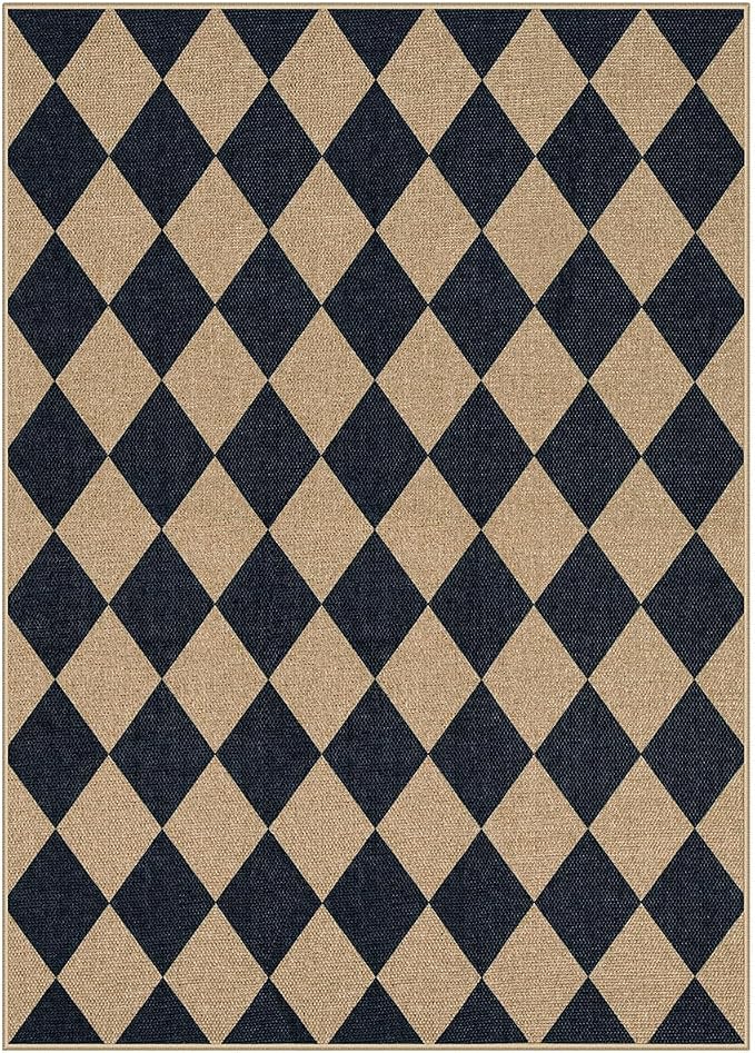 Lahome Checkered Easy Jute 5x7 Area Rugs, Washable Outdoor Patio Rug - Image 8