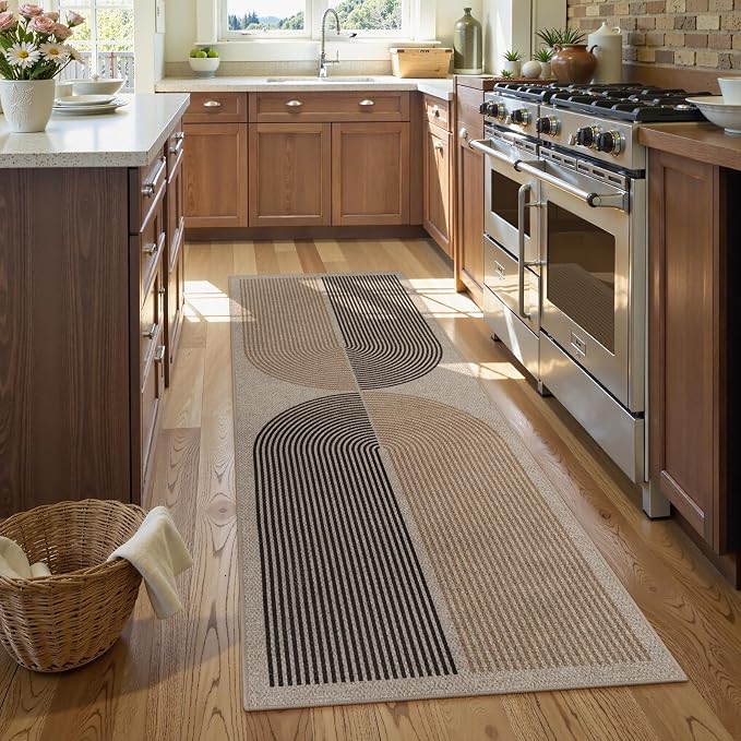 Lahome Enfys Modern Rainbow Easy Jute Rug, 2x6 Kitchen Runner Washable Rug - Image 2