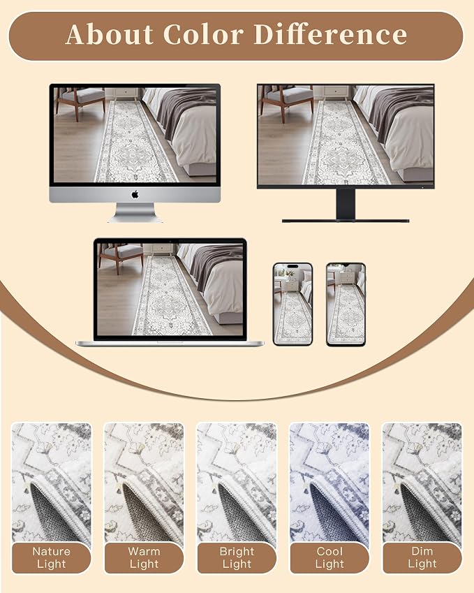 Madane Runner Rug 2'6''x8' Kitchen Runner, Hallway Runner Printed Vintage Rug - Image 9