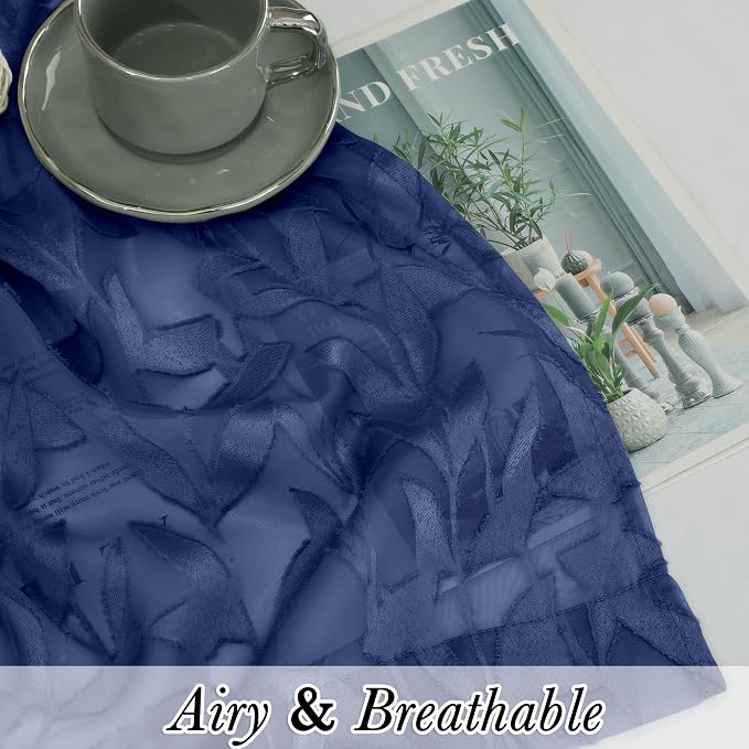 Lecloud Leia Dusty Blue Sheer Curtains 45 Inch Length 2 Panels, Balance Light & - Image 8