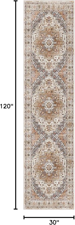 Madane Hallway Runner Rug 2'6''x10' Kitchen Runner, Non Slip Vintage Runners - Image 2