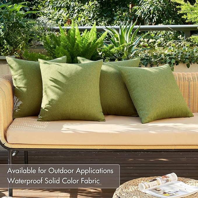 MIULEE Pack of 4 Decorative Solid Waterproof Throw Pillow Covers Linen Garden - Image 3