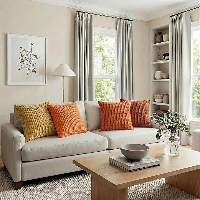 Fancy Homi Set of 4 Burnt Orange Fall Boho Decorative Throw Pillow Covers 22x22 - Image 6