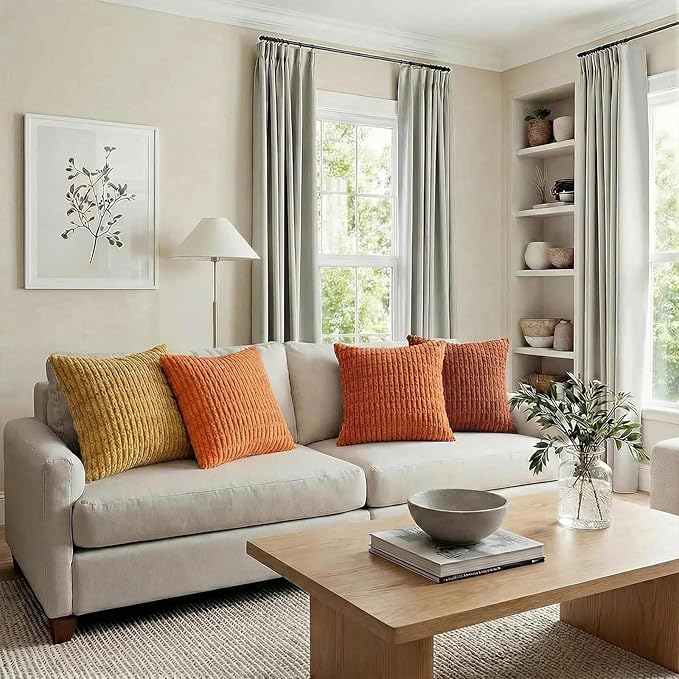 Fancy Homi Set of 4 Burnt Orange Fall Boho Decorative Throw Pillow Covers 28x28 - Image 6