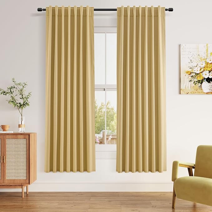 Guken 100% Blackout Curtains 72 Inch Length 2 Panels Set by Guken