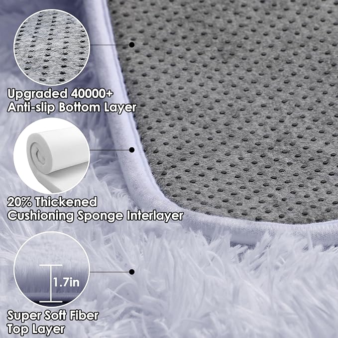 ONASAR White Runner Rugs for Bedroom Living Room, Luxury Bedside Fluffy Area - Image 3