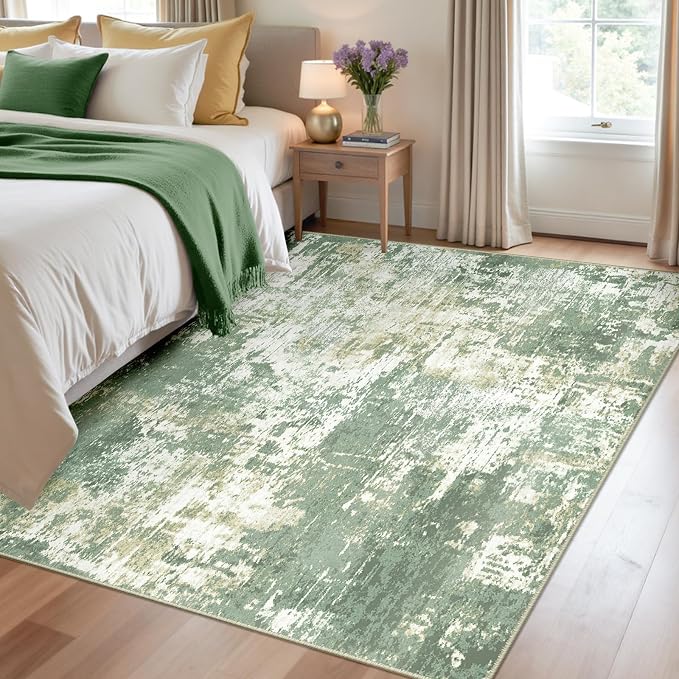 Washable Area Rugs 4'x6' Non-Slip Modern Abstract Soft - Image 2
