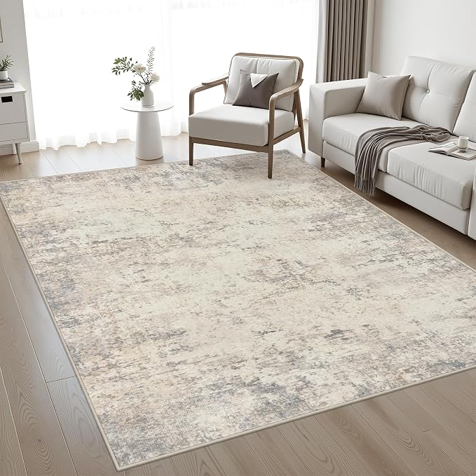 Area Rug Living Room: 3x5 Modern Washable Soft Carpet Brown Beige | by FXRHLP