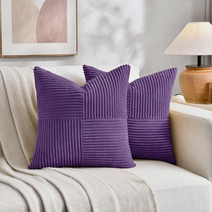 Fancy Homi 2 Packs Purple Samll Decorative Throw Pillow Covers 14x14 Inch - Image 5