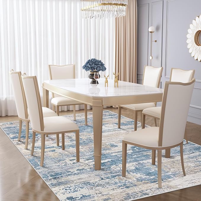 5x7 Area Rugs for Living Room, Washable Modern Abstract Large Area Rug Neutral - Image 5