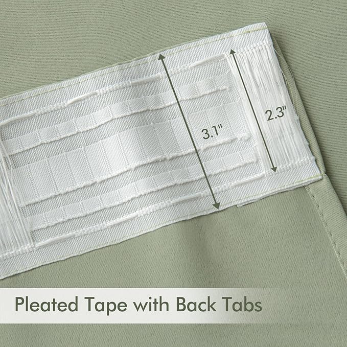 MIULEE Sage Green Back Tab Blackout Curtains 72 Inch Length 2 Panels Set - Image 4