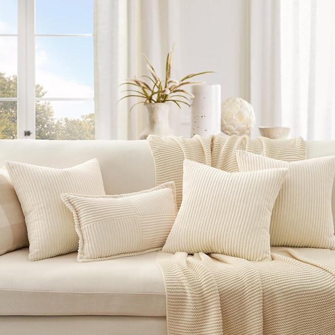 Topfinel Decorative Beige Cream Throw Pillow Covers Cushion Cases, Mix and Match - Image 2