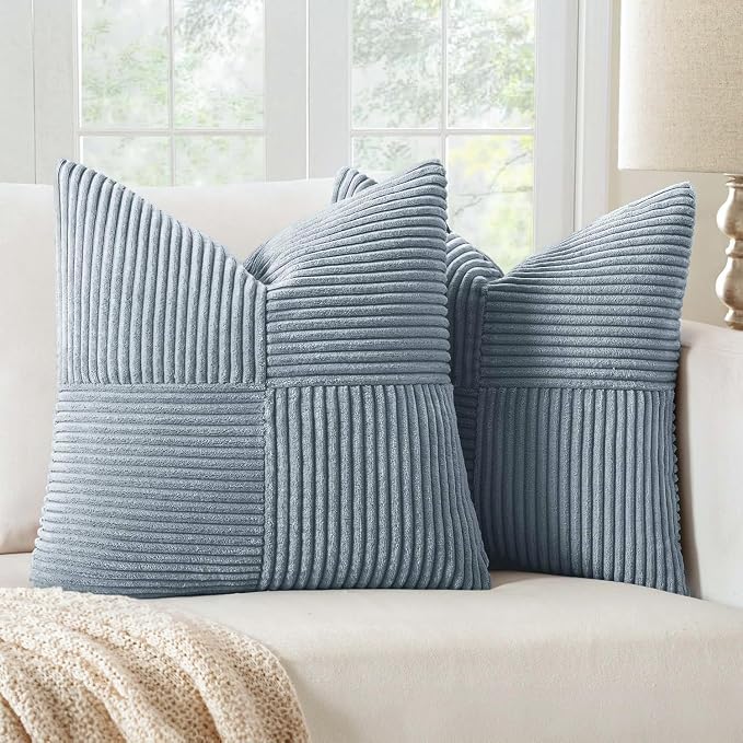 MIULEE Dustyblue Decorative Throw Pillow Covers 18x18 Inch by MIULEE