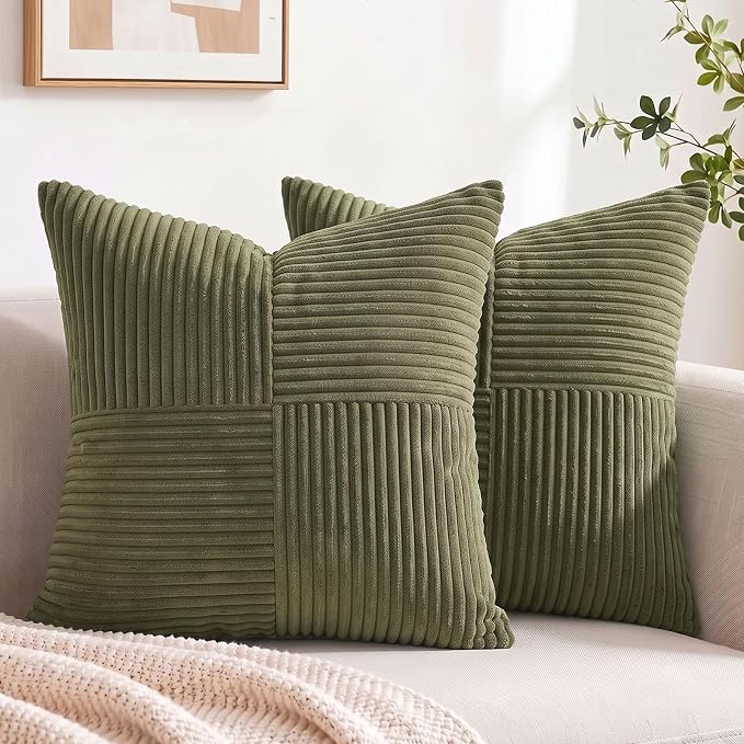 Fancy Homi 2 Packs Olive Green Euro Decorative Throw Pillow Covers 26x26 Inch by Fancy+Homi