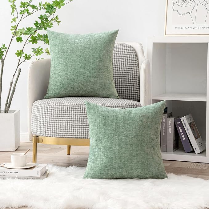 MIULEE Pack of 2 Couch Throw Pillow Covers 20x20 Inch Soft Greyish Green - Image 5