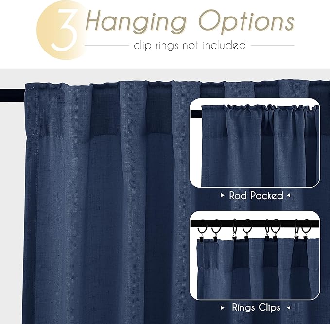 Navy Blue Curtains 120 inch Length - Image 6