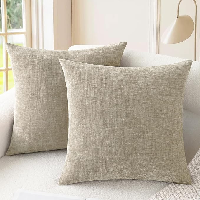 CaliTime Throw Pillow Covers Decorative 20 X 20 Inches Pack of 2 Cozy Chenille by CaliTime