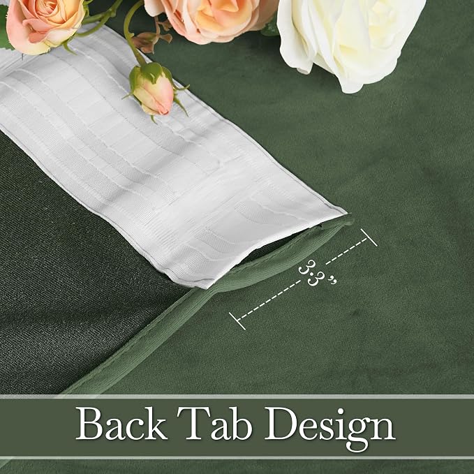 RYB HOME Elegant Green Velvet Curtains 84 inches Long, Light Blocking, Thermal - Image 3