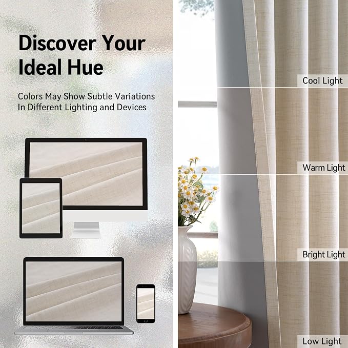 100% Blackout Shield Linen Blackout Curtains - Image 8
