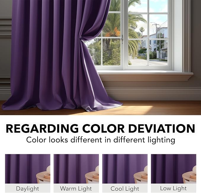 Deconovo Blackout Curtains, Thermal Insulated, W42 x L72 2 Panels, Back Tab - Image 6