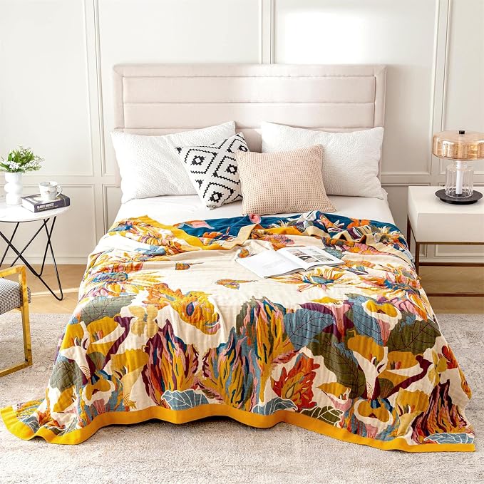 MSGKV Boho Throw Blanket 60''x80'', 100% Cotton Blanket - Image 2