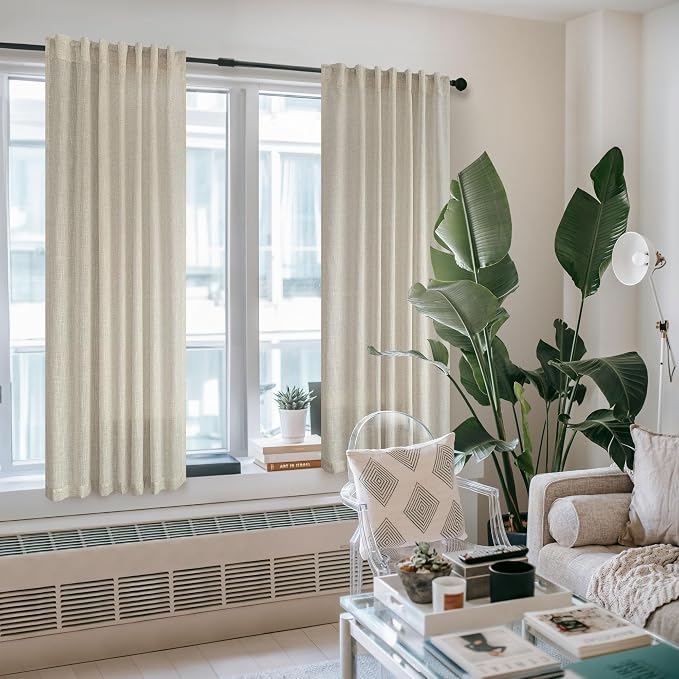 Pitalk Beige Sheer Curtains 80 Inch Length - Image 2