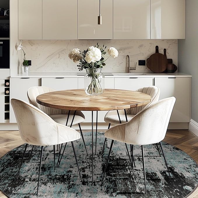 Washable Area Rugs 6ft Non-Slip Modern Abstract Soft - Image 4