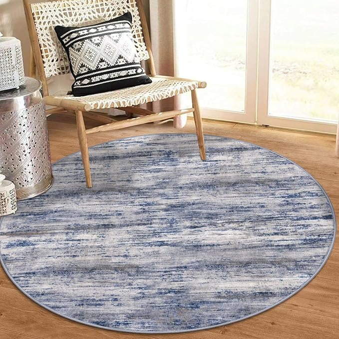 KOZYFLY Modern Abstract Circle Rug 3Ft, Washable Kitchen Round Rug Non-Slip - Image 7