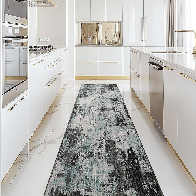 Washable Area Rugs 2'x10' Non-Slip Modern Abstract Soft by RELEANY