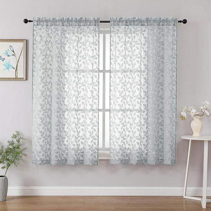 Chyhomenyc Light Grey Sheer Curtains 54 Inch Length by Chyhomenyc