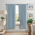 Light Blue Curtains for Bedroom 63 Inch Length 2 Panels Neutral Linen Textured by Pitalk