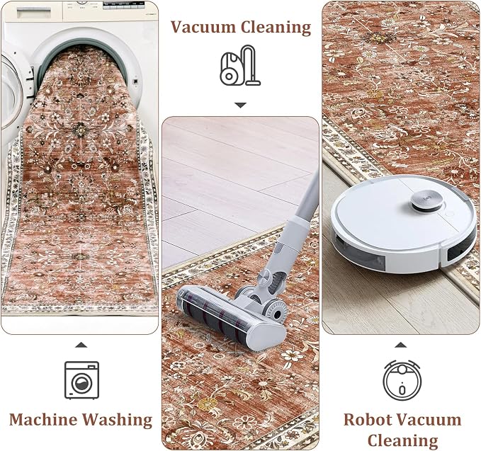 Yamaziot Washable Runner Rug 2x8 – Non Slip Boho Floral Hallway Runner Rug - Image 5