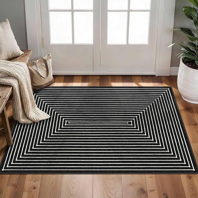 Latte&Fog 2x3 Entryway Rug, Small Modern Abstract Door Mat, Washable Kitchen Rug by LatteFog