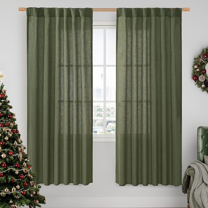 LAMIT Light Filtering Linen Curtains 78 inch by LAMIT