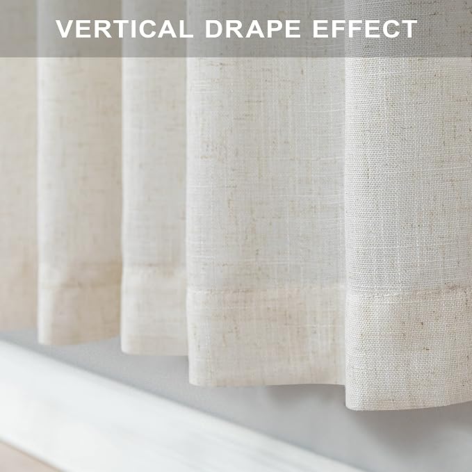 Cream Linen Cafe Curtains 30 Inch Length - Image 9