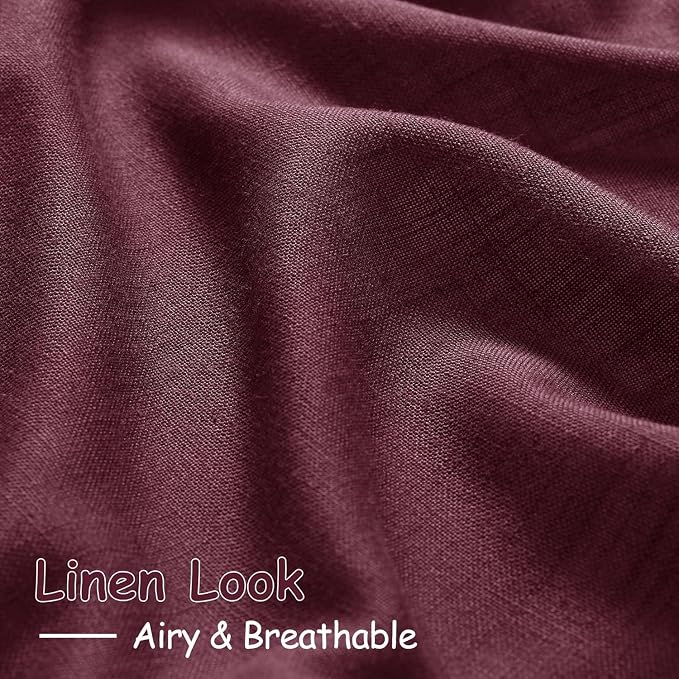 Nanspring Burgundy Linen Curtains - Image 4