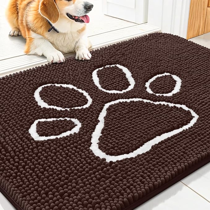 Smiry Dog Door Mat for Muddy Paws, Absorbent Dirt Trapper Non Slip Quick Dry by Smiry