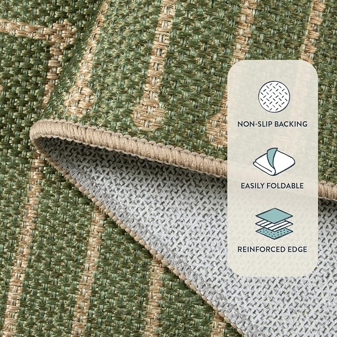 Lahome Green 3x5 Outdoor Rug for Entryway, Rhombus Easy Jute Frotn Porch Rug | - Image 4
