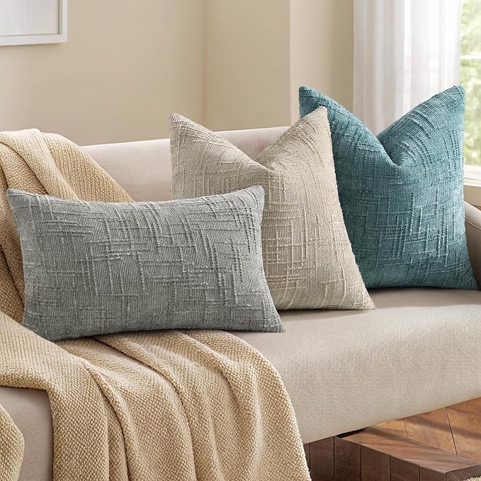 decorUhome Light Brown Chenille Euro Sham Throw Pillow Covers 22x22 Set of 2 - Image 5