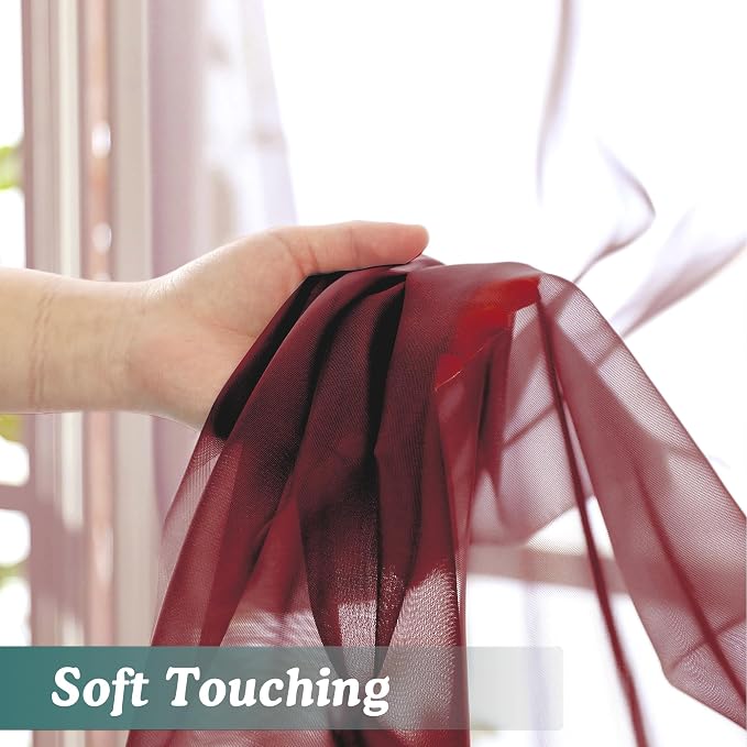 Chyhomenyc Burgundy Sheer Valances - Image 2