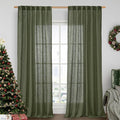 LAMIT 95 Inches Long Olive Green Linen Curtains by LAMIT
