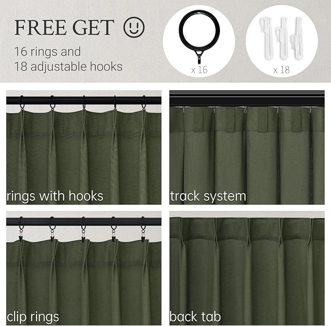 120 Inch Long Curtains Pinch Pleat Linen Curtains - Image 4
