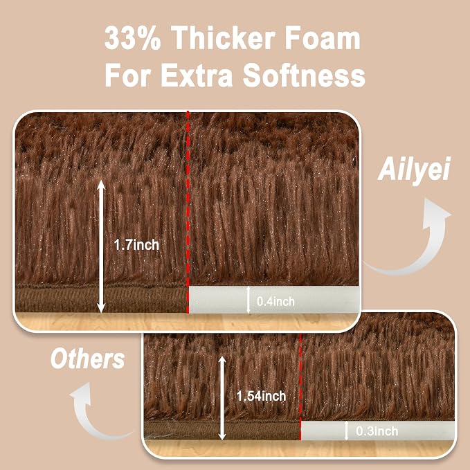 Soft Runner Rugs for Bedroom Hallways, 2x5 Brown Fluffy Shag Throw Area Rug Non - Image 2